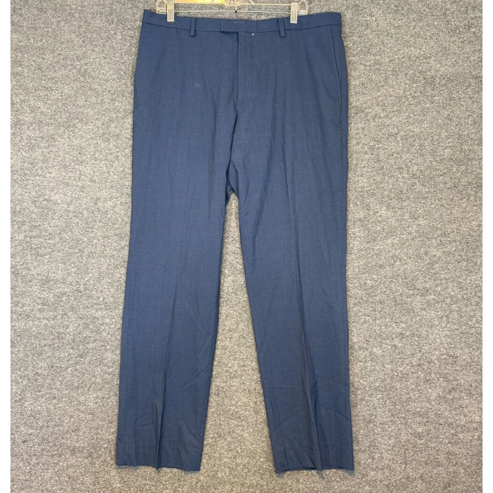 Banana‎ Republic Pants Mens 36x32 Blue Wool Slim Fit Pleated Lightweight Casual